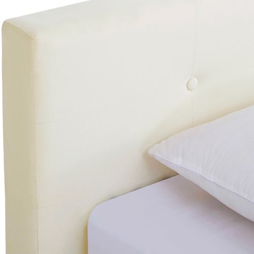 Ensemble Lit Adulte 180x200 - Tête De Lit En Velours Beige - Milo + Matelas Mousse