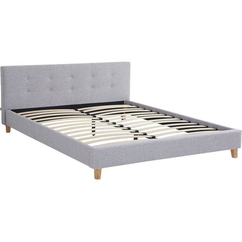 Ensemble Lit Adulte 160x200 - Tête De Lit En Tissu Gris Chiné - Milo + Matelas Mousse