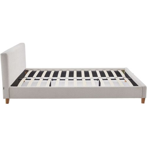 Ensemble Lit Adulte 140x190 - Tête De Lit En Tissu Bouclé Beige - Milo + Matelas Mousse