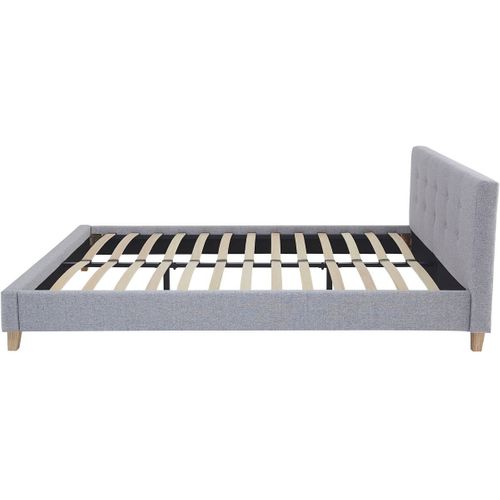 Ensemble Lit Adulte 140x190 - Tête De Lit En Tissu Gris Chiné - Milo + Matelas Mousse
