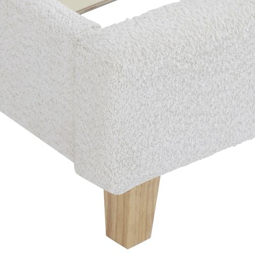 Ensemble Lit 90x190 - Tête De Lit En Tissu Bouclé Beige - Milo + Matelas Mousse