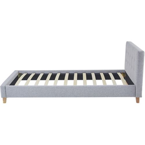 Ensemble Lit 90x190 - Tête De Lit En Tissu Gris Chiné - Milo + Matelas Mousse