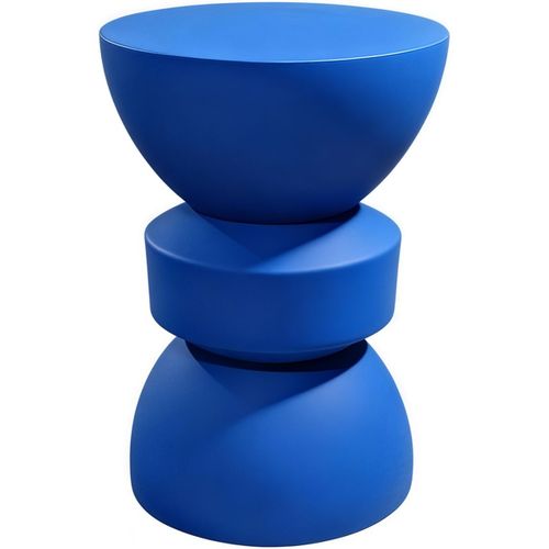 Bout De Canapé En Résine Bleu Mat D.32 Cm - Elin