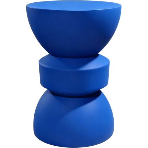 Bout De Canapé En Résine Bleu Mat D.32 Cm - Elin