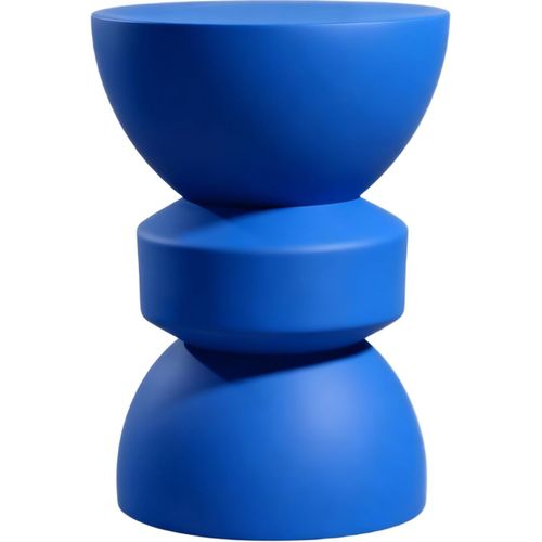 Bout De Canapé En Résine Bleu Mat D.32 Cm - Elin