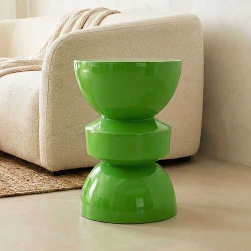Bout De Canapé En Résine Vert Brillant D.32 Cm - Elin