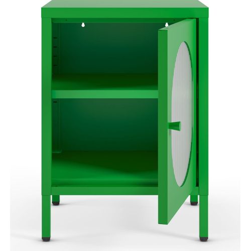 Table De Chevet 1 Porte En Métal Vert Électrique 40 Cm - Ysia
