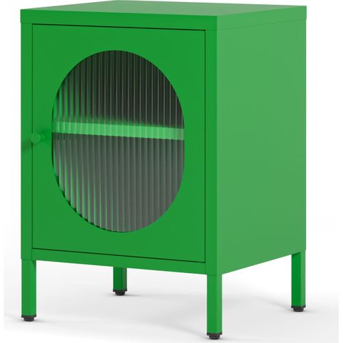 Table De Chevet 1 Porte En Métal Vert Électrique 40 Cm - Ysia