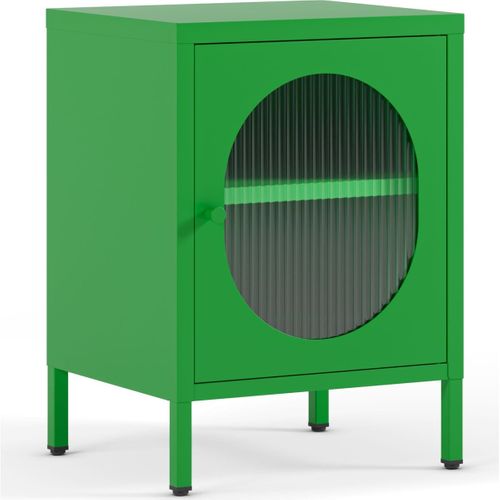Table De Chevet 1 Porte En Métal Vert Électrique 40 Cm - Ysia