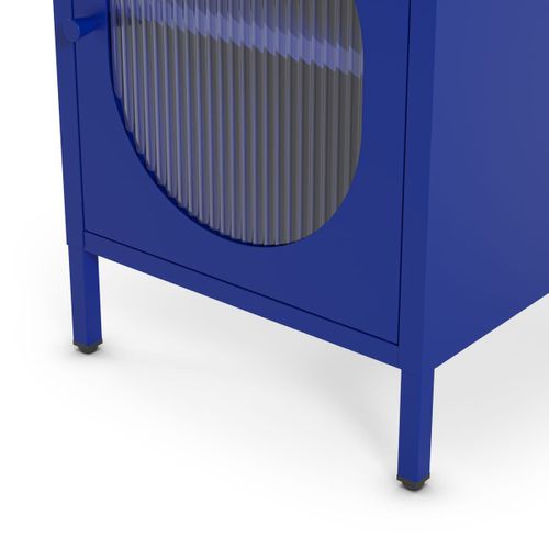 Table De Chevet 1 Porte En Métal Bleu Électrique 40 Cm - Ysia