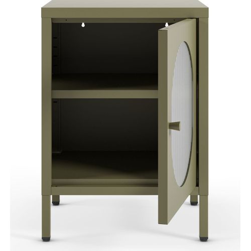 Table De Chevet 1 Porte En Métal Vert 40 Cm - Ysia