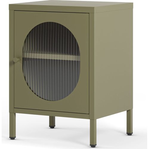 Table De Chevet 1 Porte En Métal Vert 40 Cm - Ysia