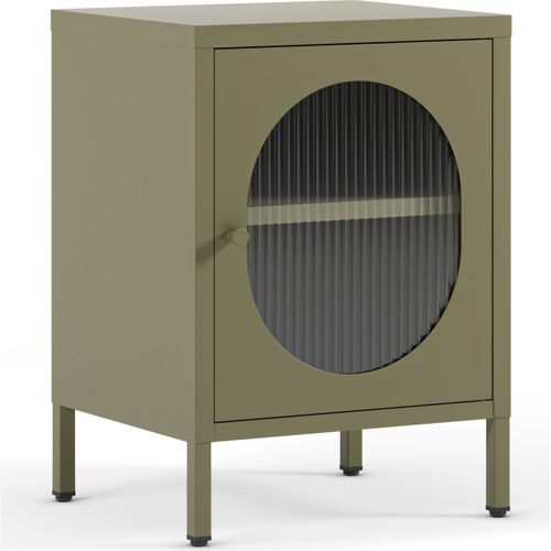 Table De Chevet 1 Porte En Métal Vert 40 Cm - Ysia