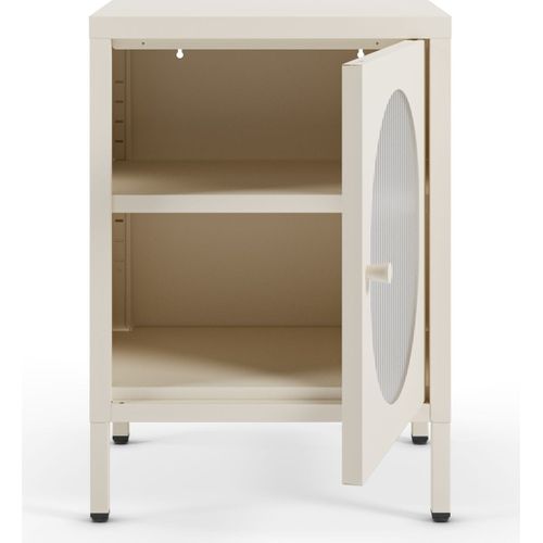 Table De Chevet 1 Porte En Métal Beige 40 Cm - Ysia