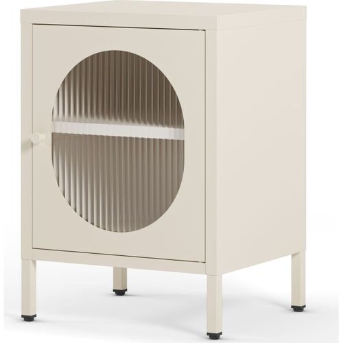 Table De Chevet 1 Porte En Métal Beige 40 Cm - Ysia