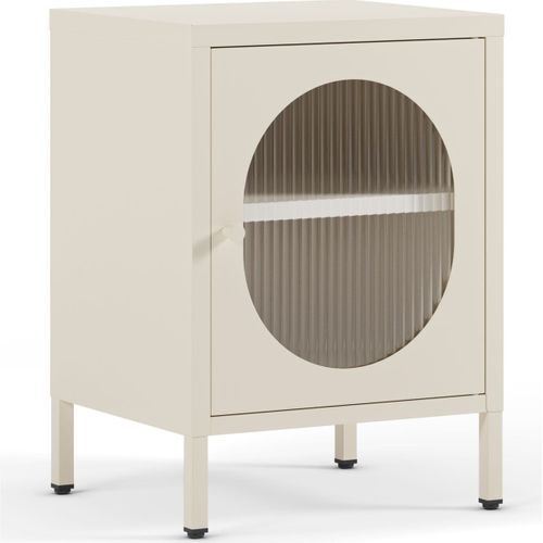 Table De Chevet 1 Porte En Métal Beige 40 Cm - Ysia
