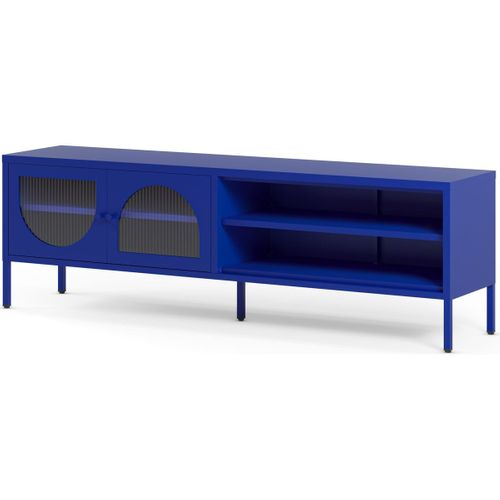 Meuble TV 2 Portes 2 Niches En Métal Bleu Électrique 160 Cm - Ysia