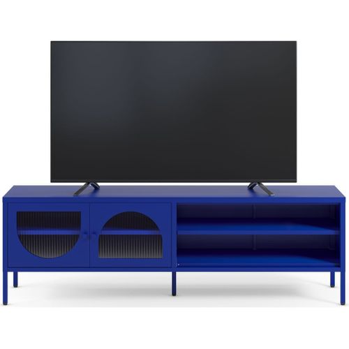 Meuble TV 2 Portes 2 Niches En Métal Bleu Électrique 160 Cm - Ysia