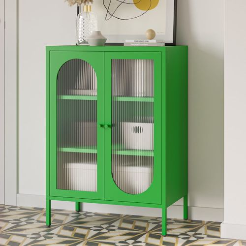 Buffet 2 Portes En Métal Vert Électrique 70 Cm - Ysia