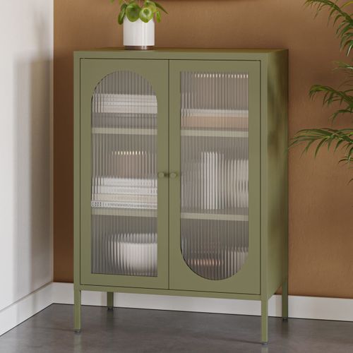 Buffet 2 Portes En Métal Vert 70 Cm - Ysia
