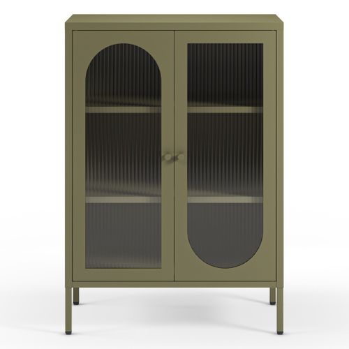 Buffet 2 Portes En Métal Vert 70 Cm - Ysia