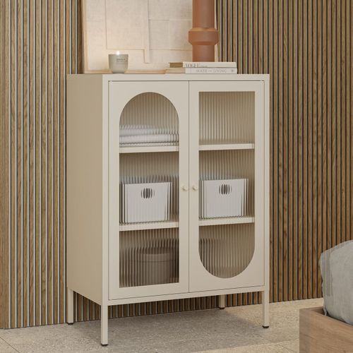 Buffet 2 Portes En Métal Beige 70 Cm - Ysia