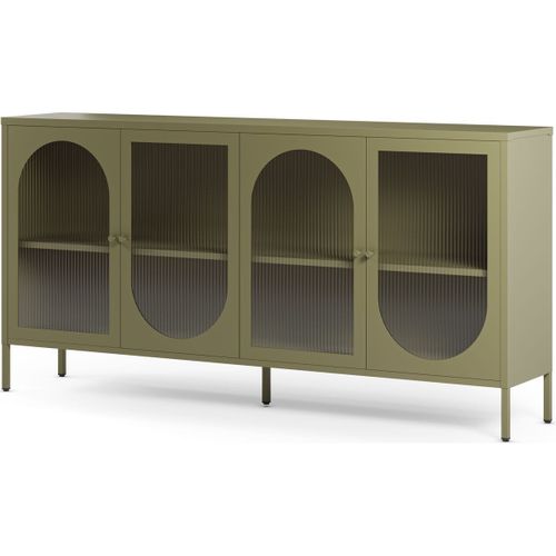 Buffet 4 Portes En Métal Vert 160 Cm - Ysia