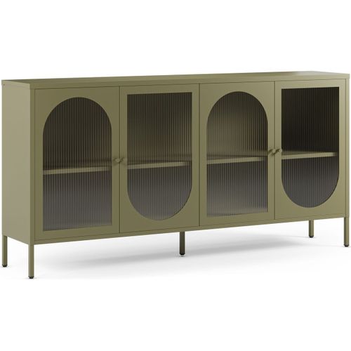 Buffet 4 Portes En Métal Vert 160 Cm - Ysia