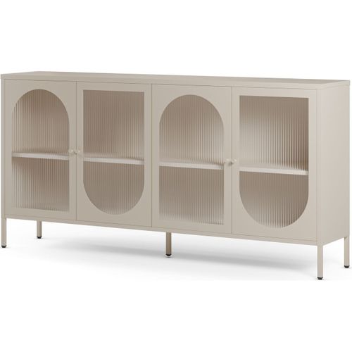 Buffet 4 Portes En Métal Beige 160 Cm - Ysia