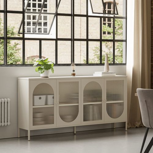 Buffet 4 Portes En Métal Beige 160 Cm - Ysia