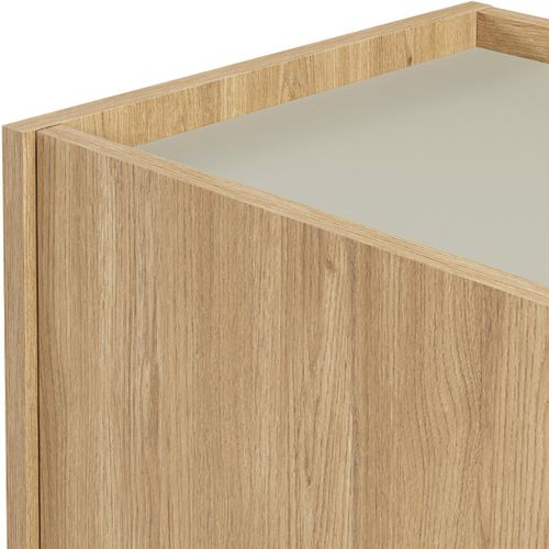 Buffet 2 Portes Décor Chêne Et Vert 100 Cm - Ingo