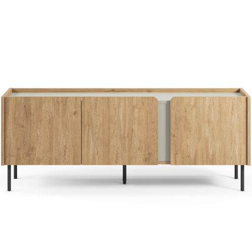 Meuble TV 3 Portes Décor Chêne Et Vert 140 Cm - Ingo