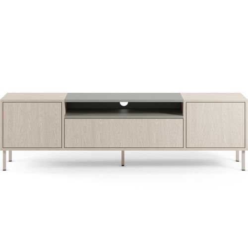 Meuble TV 3 Portes Chêne Clair Et Vert 180 Cm - Amos