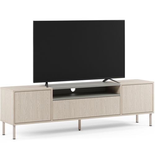 Meuble TV 3 Portes Chêne Clair Et Vert 180 Cm - Amos