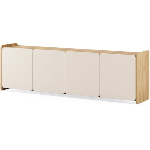 Meuble TV 4 Portes Beige Et Décor Chêne 180 Cm - Sami
