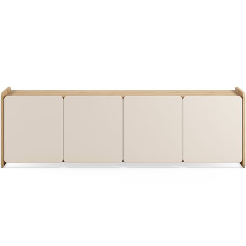 Meuble TV 4 Portes Beige Et Décor Chêne 180 Cm - Sami