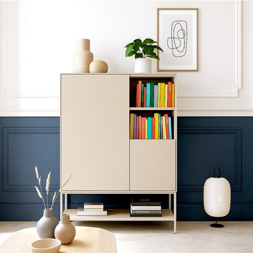 Buffet Haut 2 Portes 2 Niches Beige 90 Cm - Zara