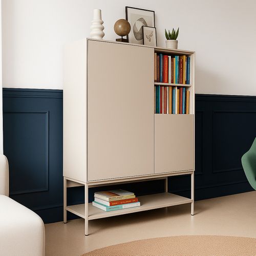Buffet Haut 2 Portes 2 Niches Beige 90 Cm - Zara