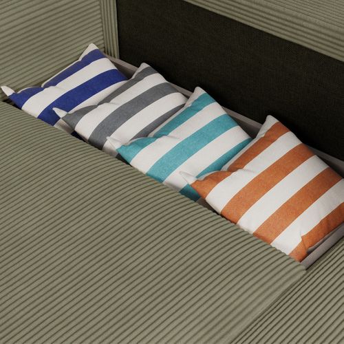 Canapé D'angle Convertible Réversible 3 Places En Velours Côtelé Vert Kaki - Amara