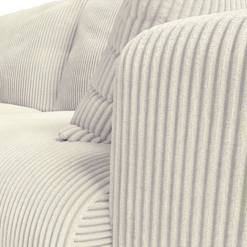 Canapé D'angle Convertible Réversible 3 Places En Velours Côtelé Beige - Amara