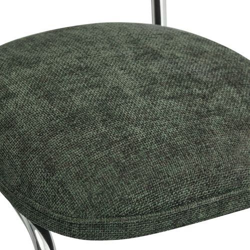 Lot De 2 Tabourets De Bar En Tissu Chenille Vert, Piètement Chromé - Lou