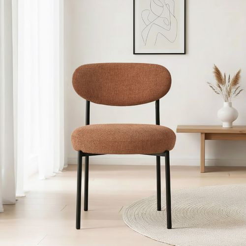 Lot De 2 Chaises De Salle à Manger En Tissu Chenille Terracotta - Orla