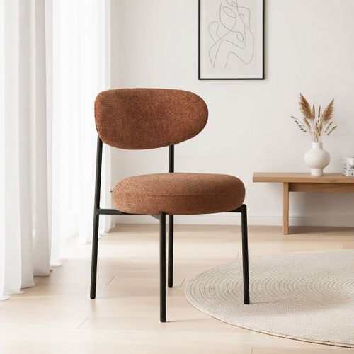 Lot De 2 Chaises De Salle à Manger En Tissu Chenille Terracotta - Orla