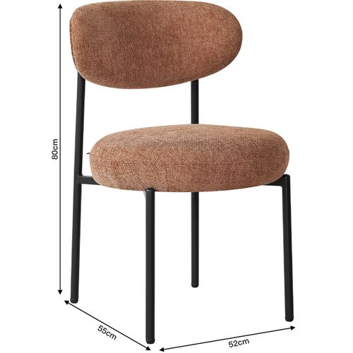 Lot De 2 Chaises De Salle à Manger En Tissu Chenille Terracotta - Orla