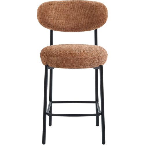 Lot De 2 Tabourets De Bar En Tissu Chenille Terracotta - Orla
