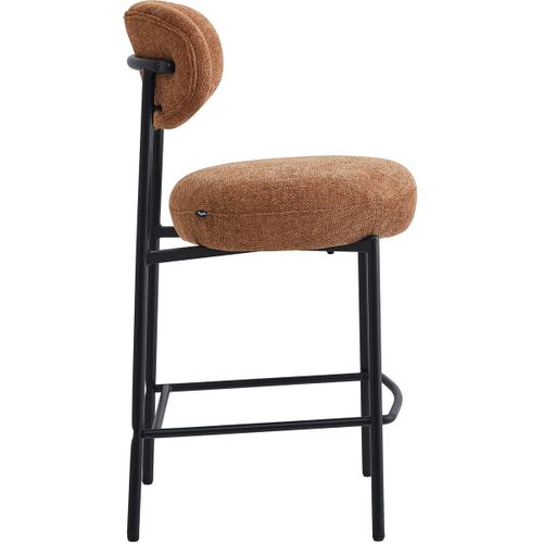 Lot De 2 Tabourets De Bar En Tissu Chenille Terracotta - Orla