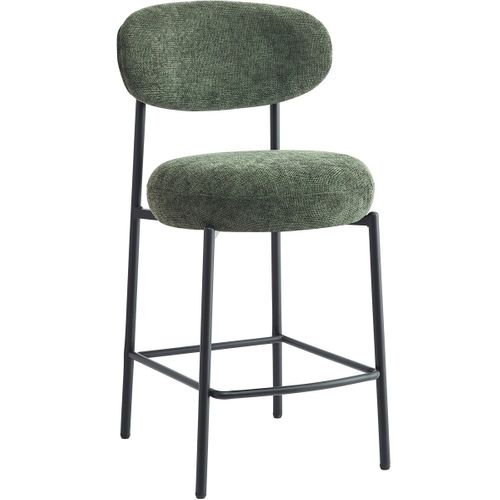 Lot De 2 Tabourets De Bar En Tissu Chenille Vert - Orla