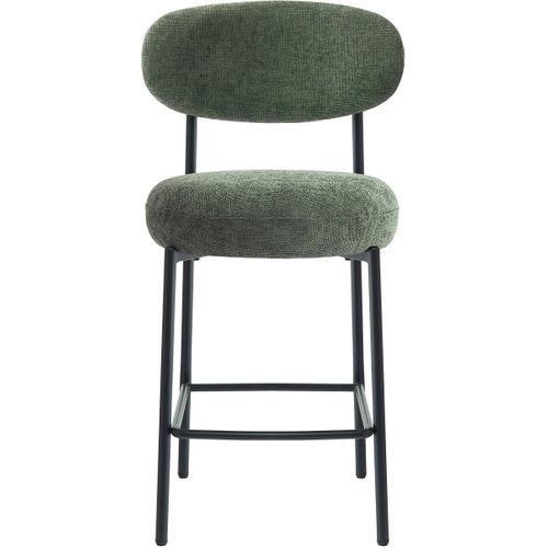 Lot De 2 Tabourets De Bar En Tissu Chenille Vert - Orla