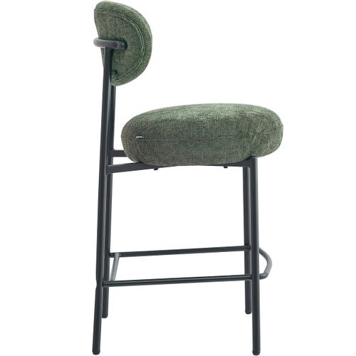 Lot De 2 Tabourets De Bar En Tissu Chenille Vert - Orla