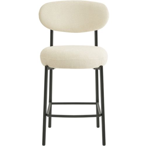 Lot De 2 Tabourets De Bar En Tissu Chenille Beige - Orla